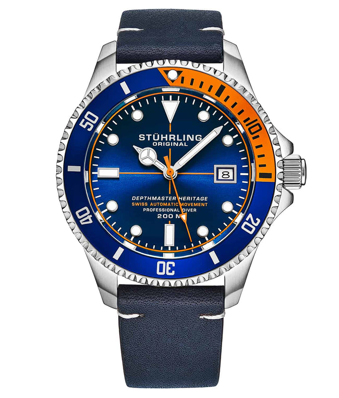 Swiss Automatic Depthmaster Heritage 883H 42mm Diver Blue/Leather | Blue Dial