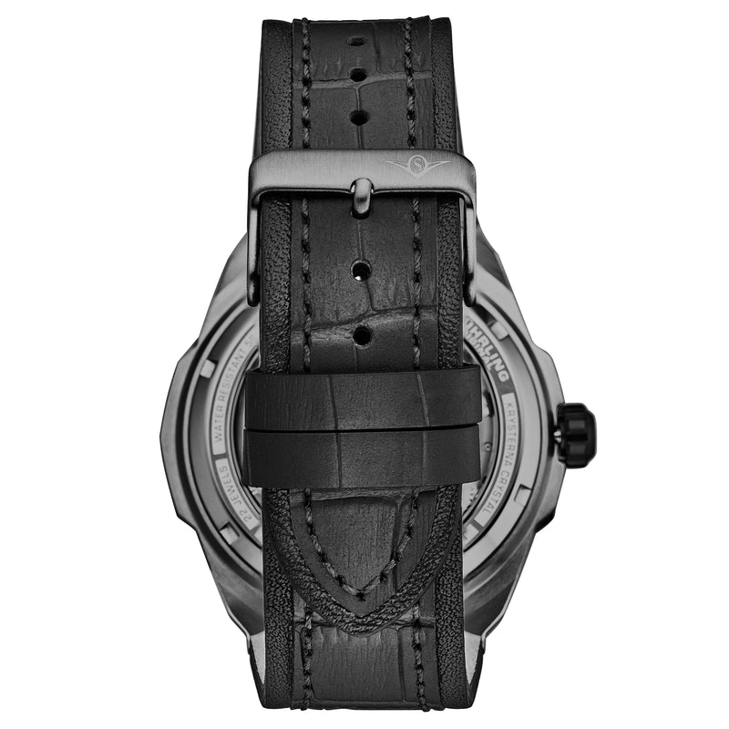 Dual Time Automatic Navigator 46mm Skeleton Black/Leather | Black Dial