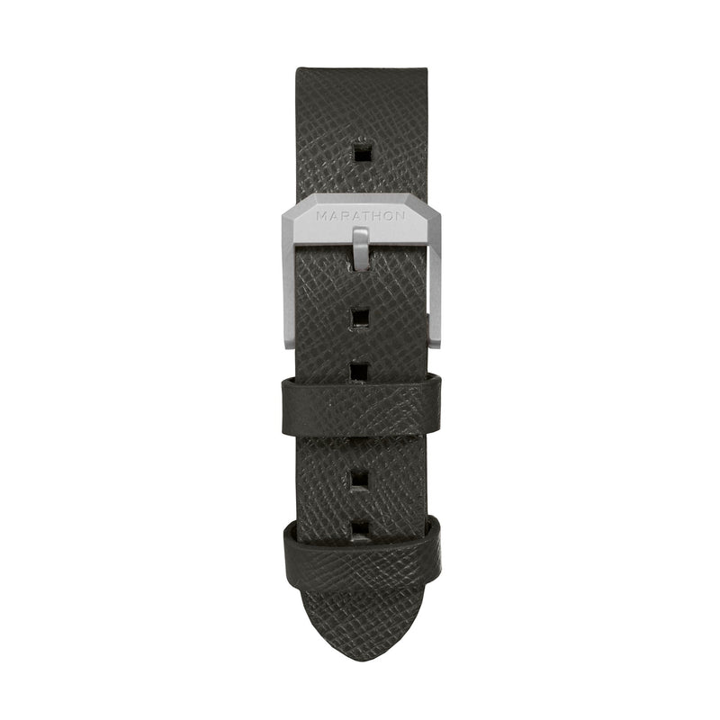 STRAP, 20mm, ITALIAN LEATHER, CROSS HATCH, PARKERIZED BUCKLE, MOSS GREEN, STANDARD ITALIAN LEATHER, CROSS HATCH