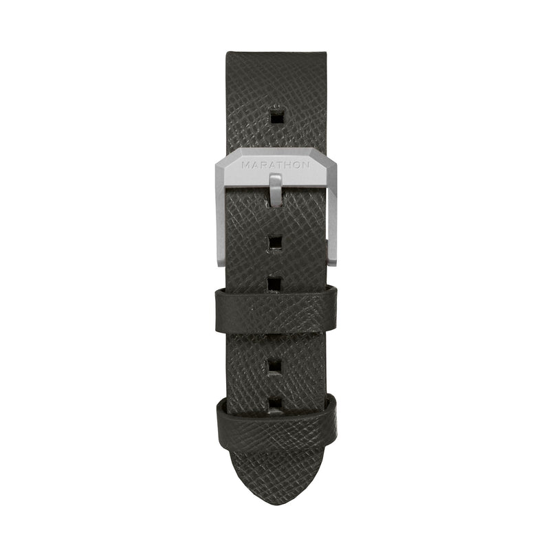 STRAP, 20mm, ITALIAN LEATHER, CROSS HATCH, PARKERIZED BUCKLE, MOSS GREEN, STANDARD ITALIAN LEATHER, CROSS HATCH