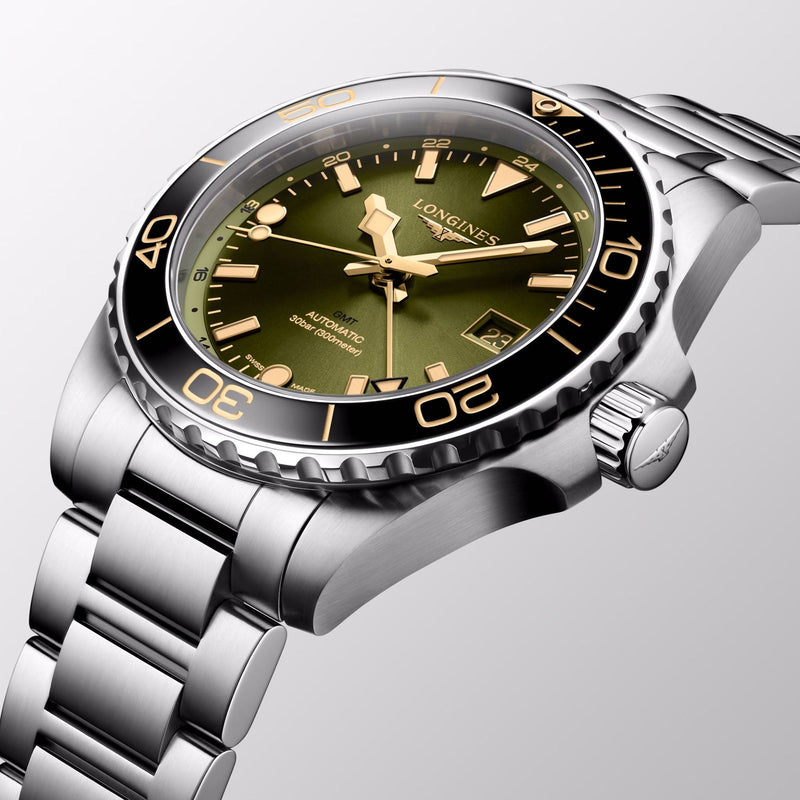HYDROCONQUEST GMT Green / Stainless Steel | Green Dial