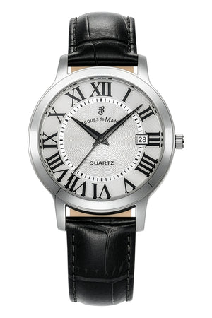 Genesis Gents White Dial / Black Leather Strap White Dial