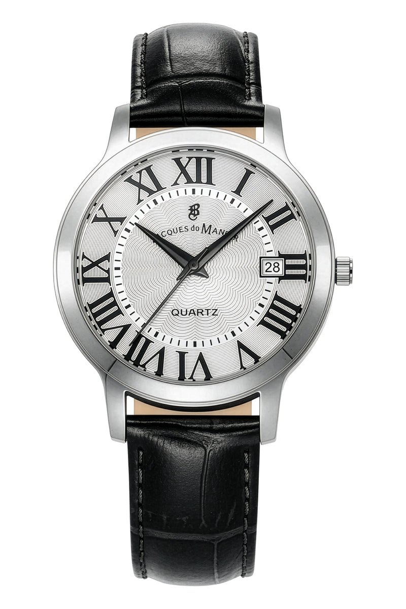 Genesis Gents White Dial / Black Leather Strap White Dial