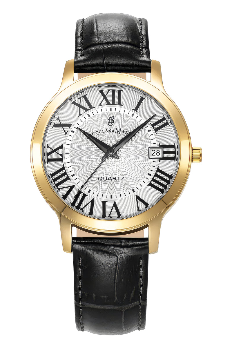 Genesis Gents White Dial / Black Leather Strap White Dial