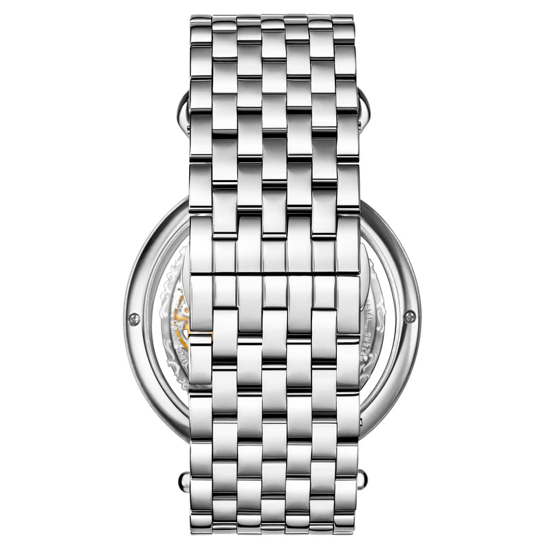 Emperor's Grandeur Dual Time Automatic 46mm Skeleton Silver/Stainless Steel | Silver Dial