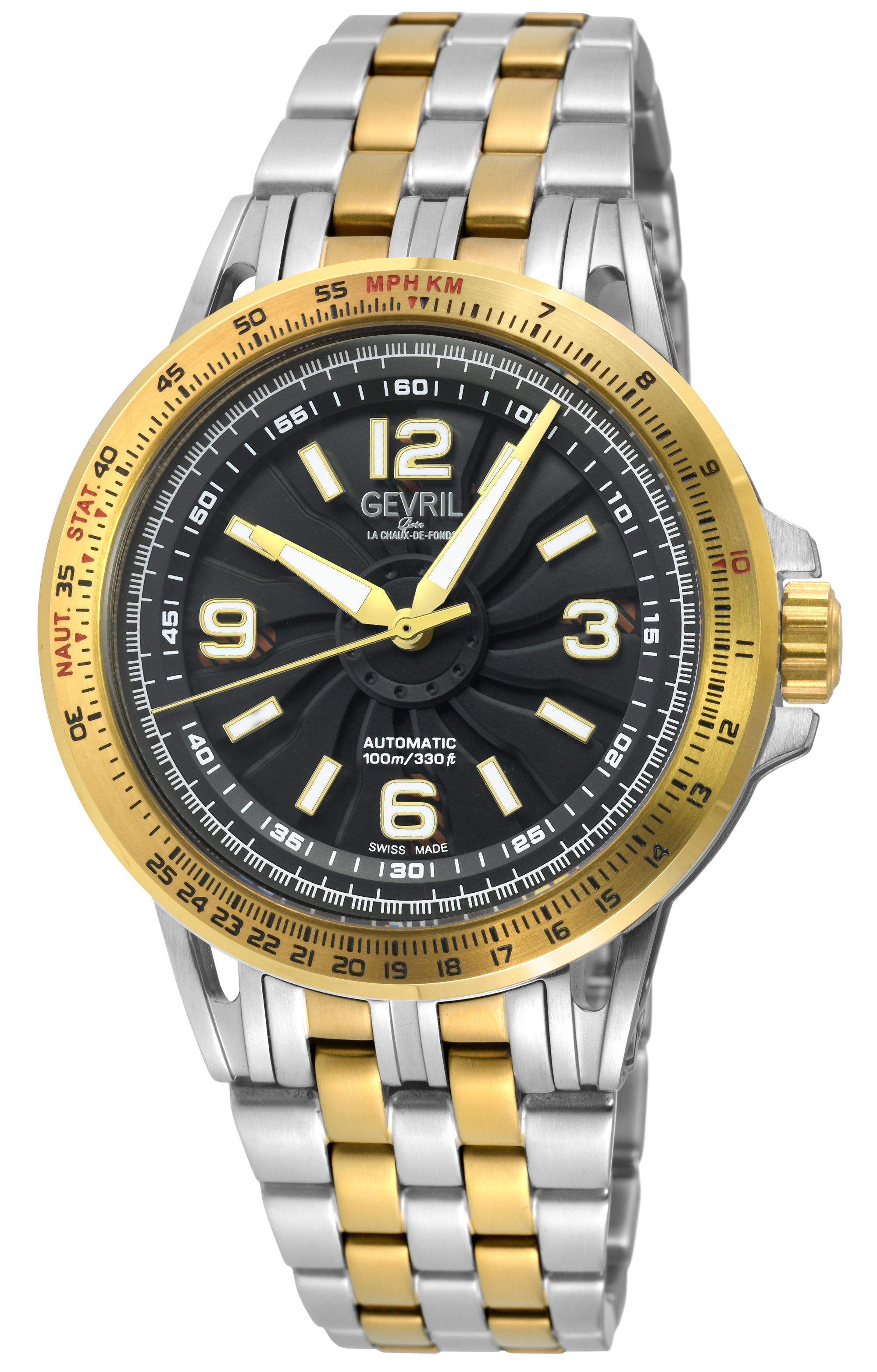 Wind Master Automatic Gevril Men's Automatic Wind Master Black Dial IPYG Stainless Steel Bracelet | Black Dial
