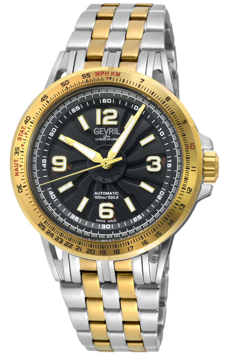 Wind Master Automatic Gevril Men's Automatic Wind Master Black Dial IPYG Stainless Steel Bracelet | Black Dial