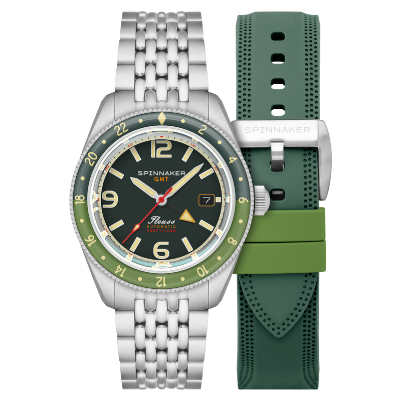 Spinnaker Fleuss GMT Automatic Dark & Light Green / Stainless Steel | Green Dial