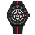 Aviator Black and red/Rubber/Black/Silver Dial/Black Case | Black Dial