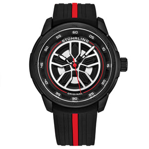 Aviator Black and red/Rubber/Black/Silver Dial/Black Case | Black Dial