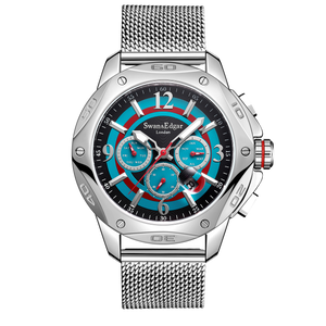 Sports Target Automatic Teal Dial / Silver Stainless Steel Mesh Bracelet Blue Dial