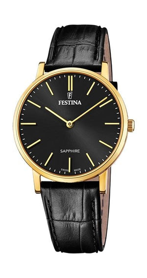 Swiss Made Black / Leather Black Dial