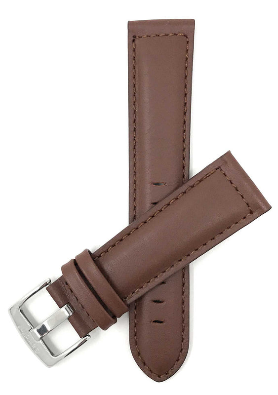 500 | 24mm Light Brown Italian Leather Watch Band - Classic - Padded 24mm / Light Brown / Silver Buckle |  Dial