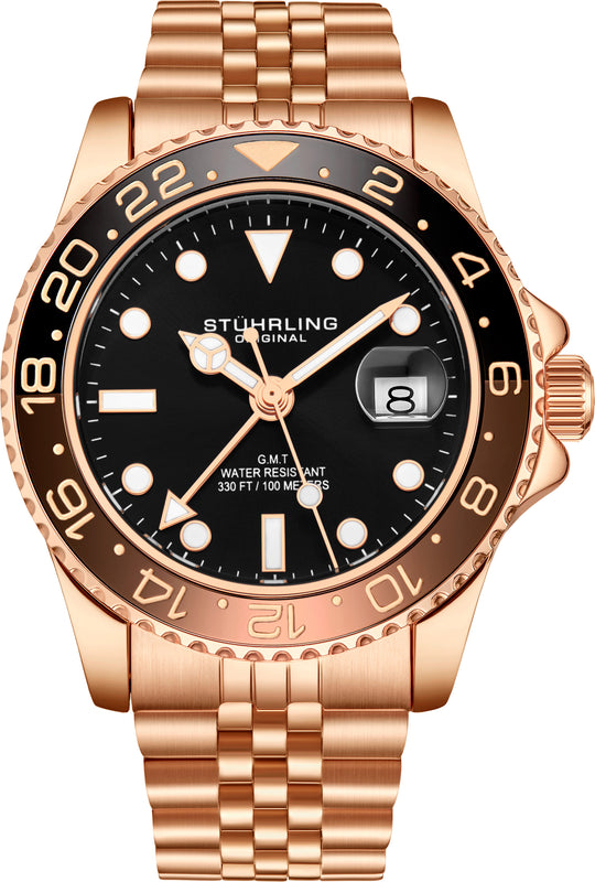 Aquadiver GMT Rose Gold/Stainless Steel | Black Dial