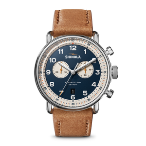 Canfield C56 Chronograph Watch Blue Dial / Tan Leather Strap Blue Dial