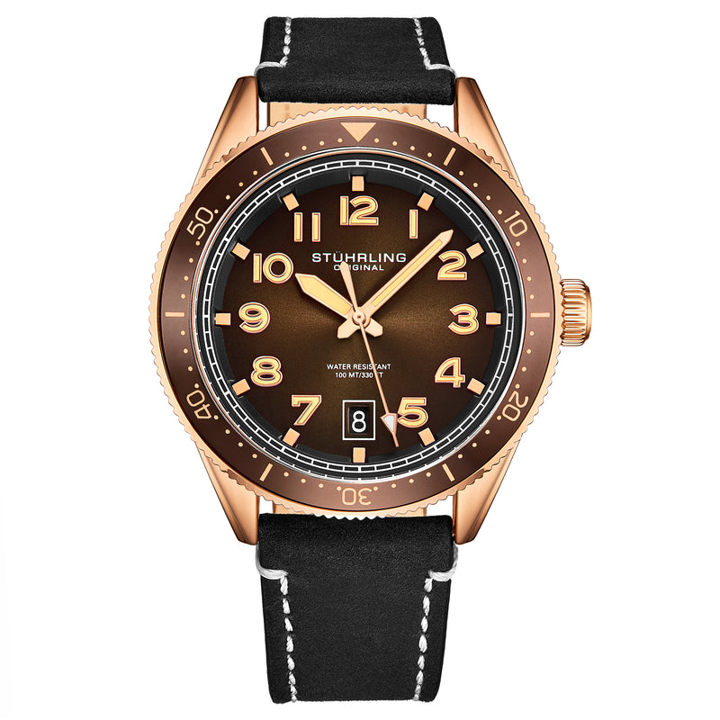 Monaco Black/Leather/Brown Dial/Rose Case | Brown Dial