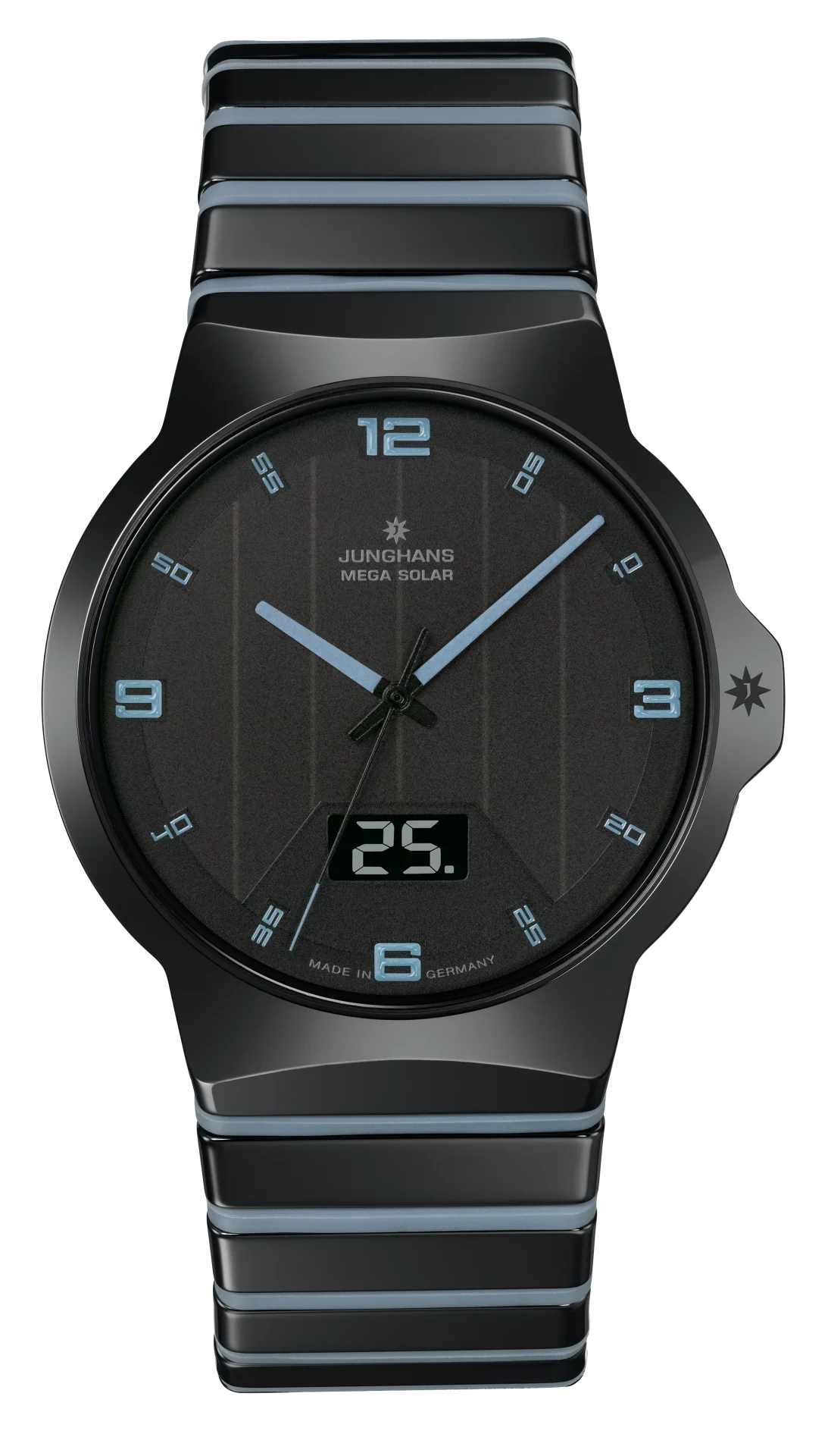 Force Mega Solar Black Ceramic / Ceramic Bracelet Black Dial