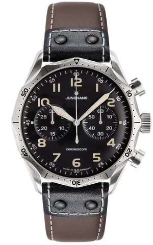 Pilot Chronoscope Black Dial / Riveted Brown and Black Leather Strap Black Dial