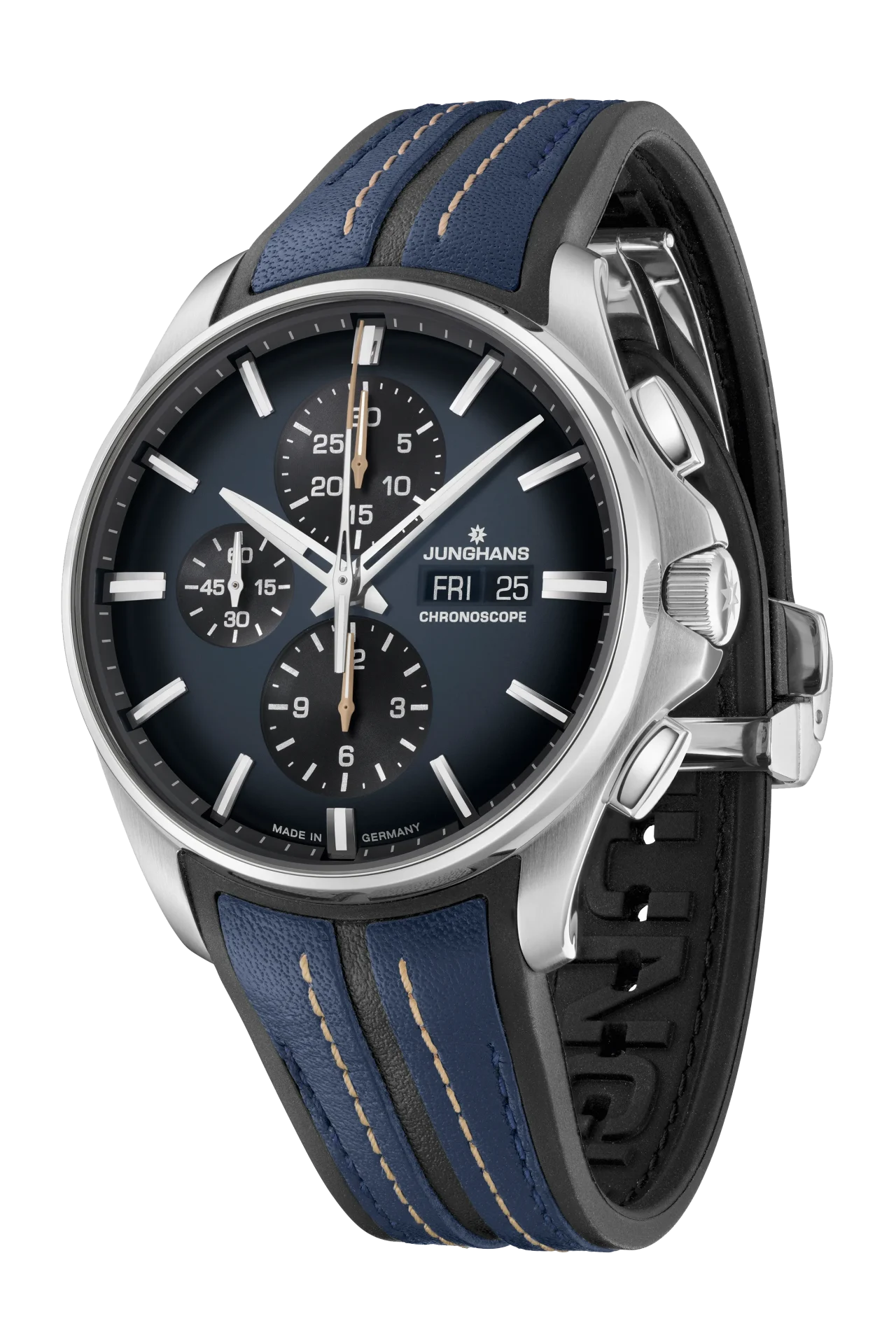 Meister S Chronoscope Midnight Blue Dial / Blue-Black Rubber-Leather Strap Dark Blue Dial