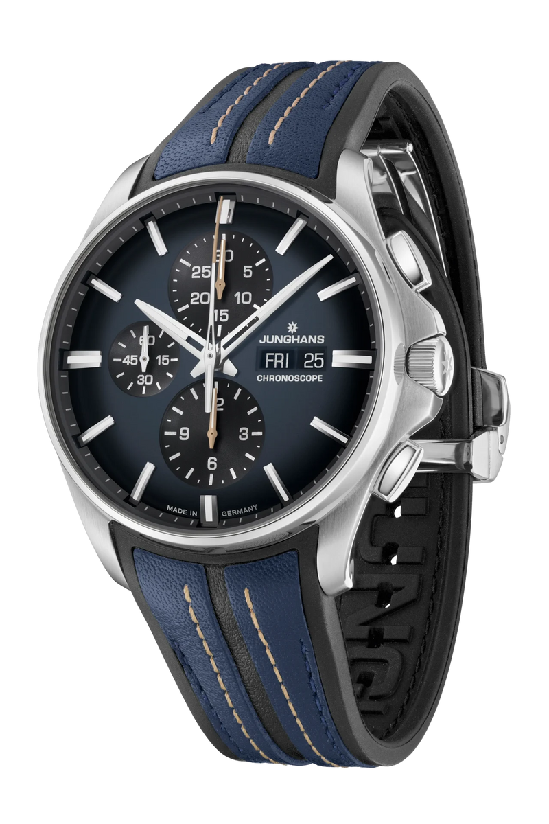 Meister S Chronoscope Midnight Blue Dial / Blue-Black Rubber-Leather Strap Dark Blue Dial