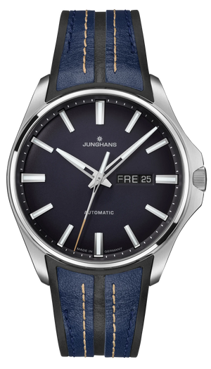 Meister S Automatic Midnight Blue Dial / Blue-Black Rubber-Leather Strap Midnight Blue Dial