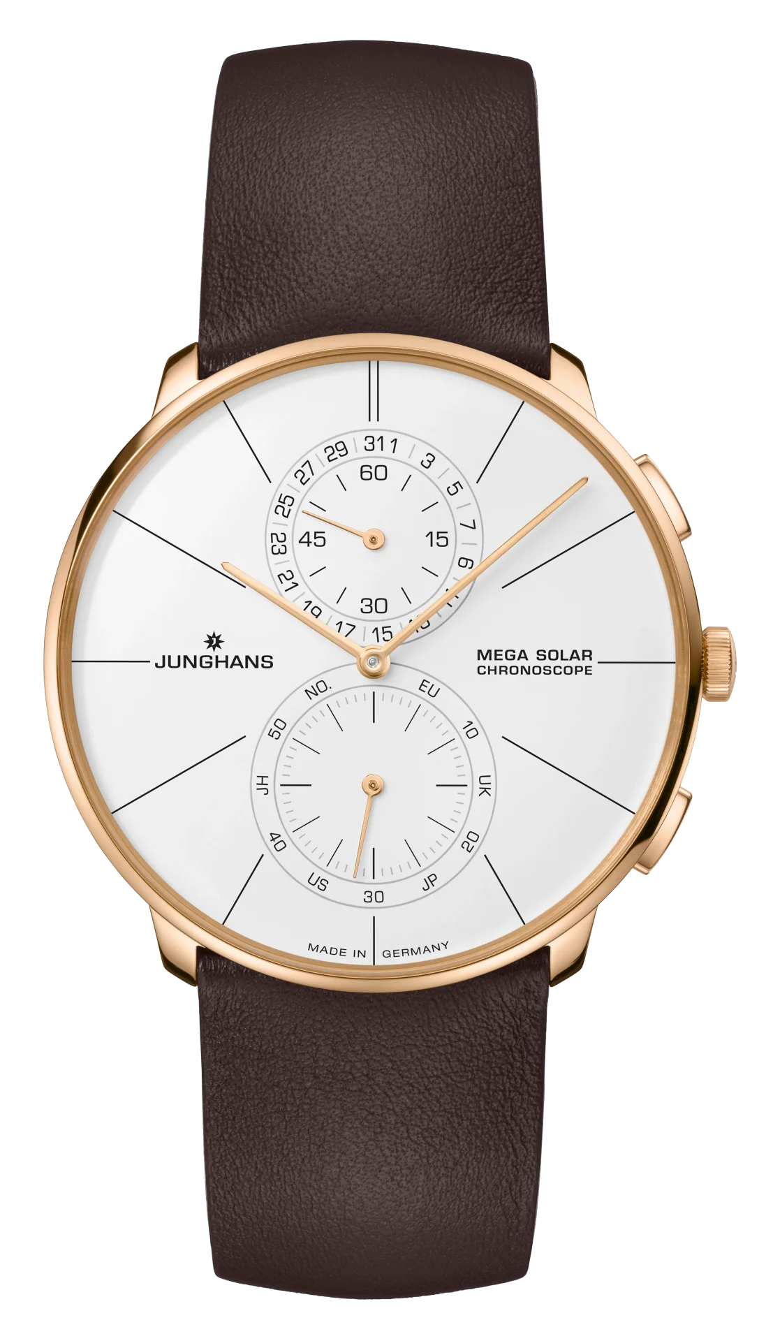 Meister Fein Chronoscope Mega Solar White Dial / Dark Brown Leather White Dial