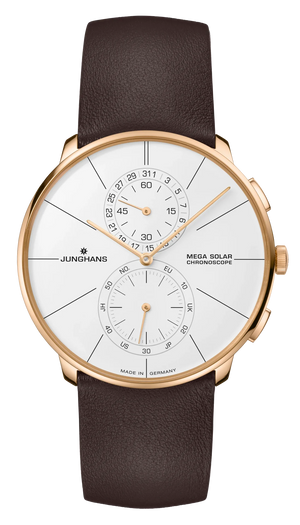 Meister Fein Chronoscope Mega Solar White Dial / Dark Brown Leather White Dial