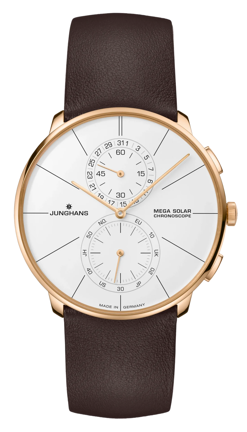 Meister Fein Chronoscope Mega Solar White Dial / Dark Brown Leather White Dial