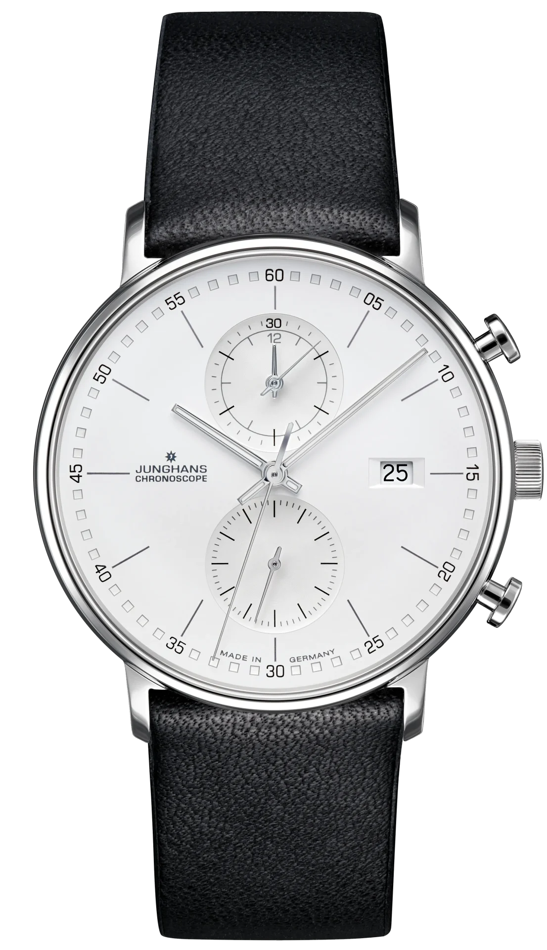 Form C Silver-Plated Dial / Black Leather Strap Silver Dial