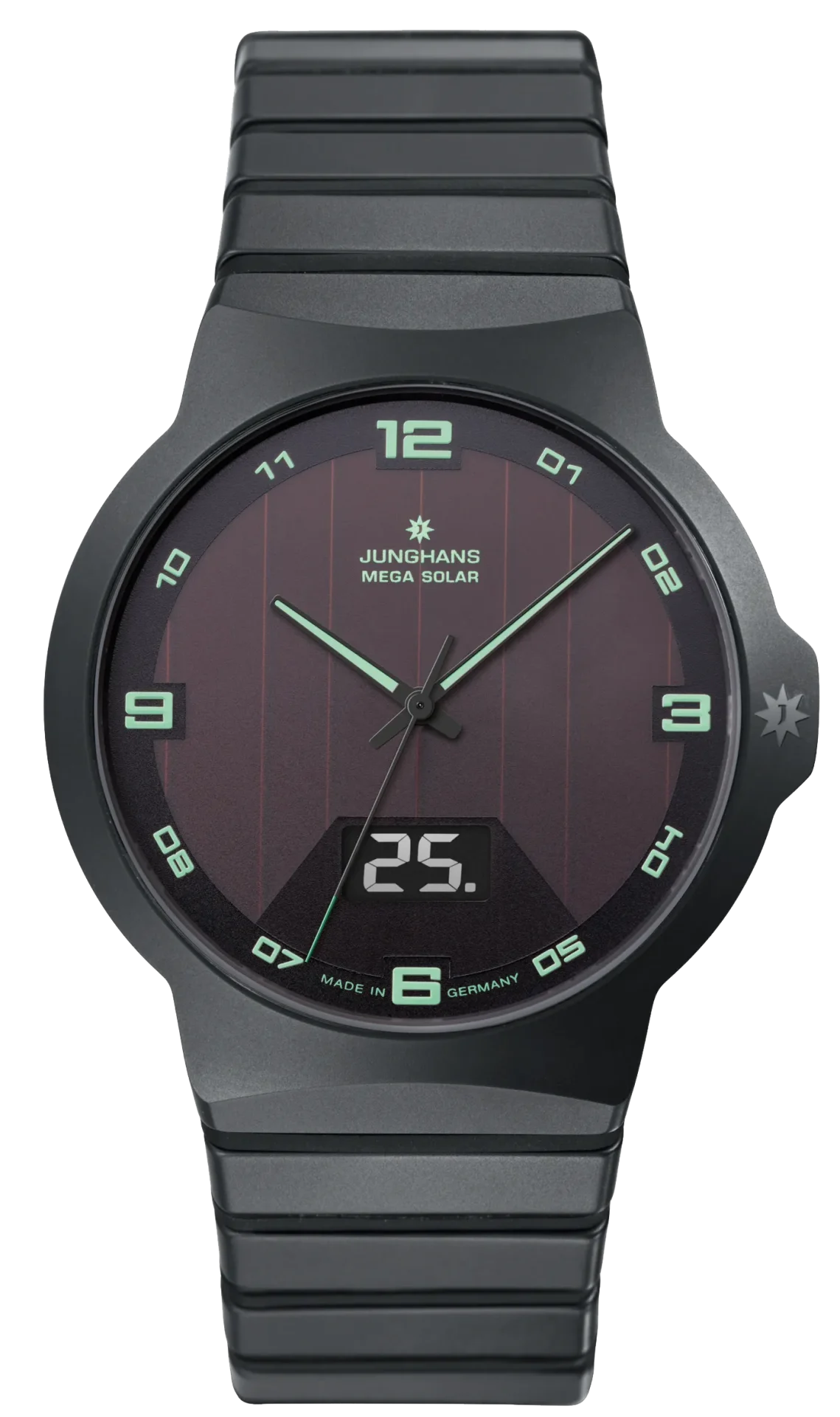 Force Mega Solar Black Ceramic / Ceramic Bracelet Black Dial