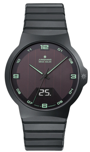 Force Mega Solar Black Ceramic / Ceramic Bracelet Black Dial