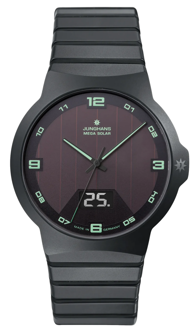 Force Mega Solar Black Ceramic / Ceramic Bracelet Black Dial
