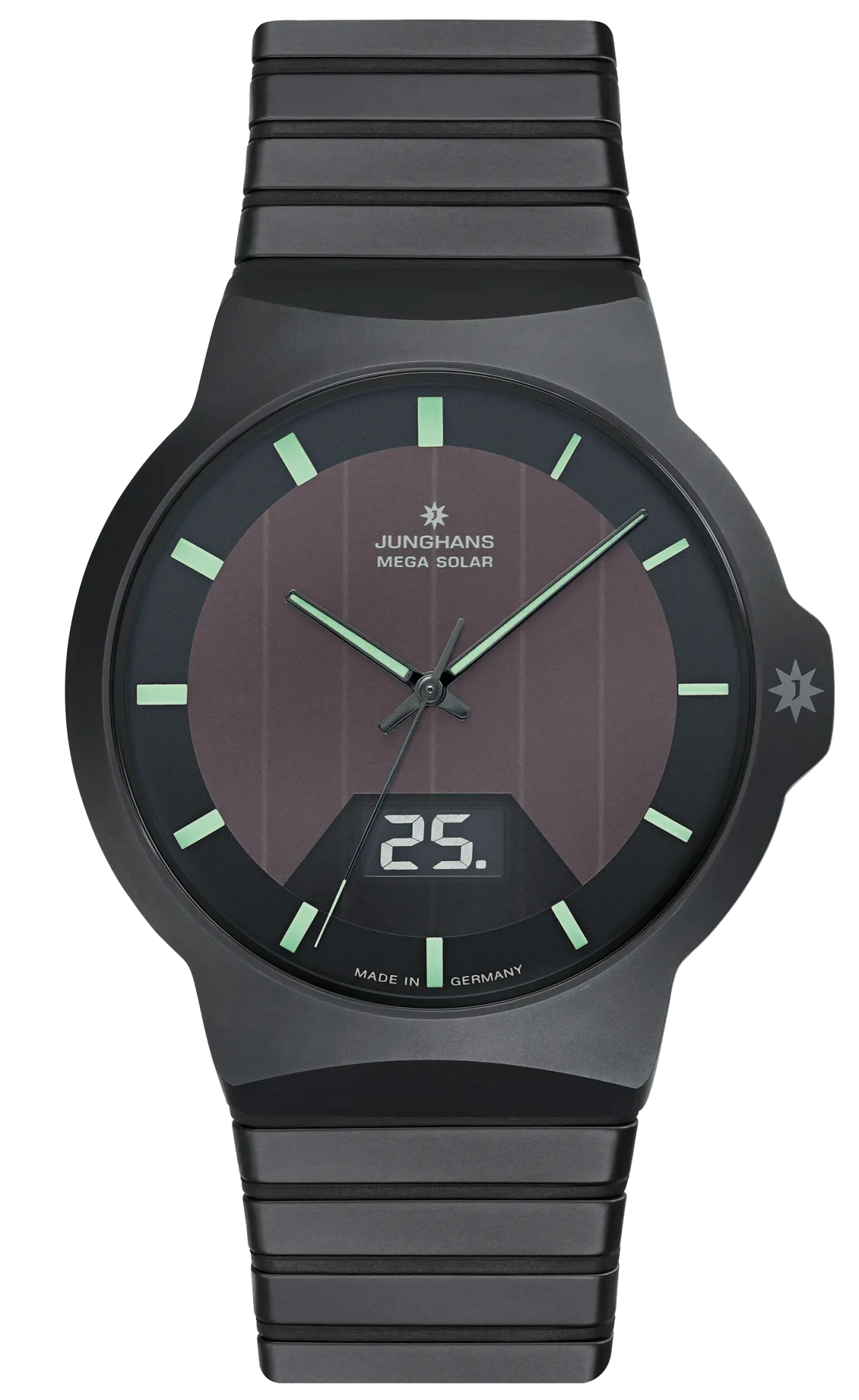 Force Mega Solar Black Ceramic / Ceramic Bracelet Black Dial