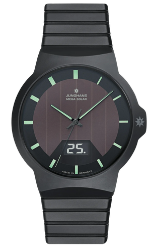 Force Mega Solar Black Ceramic / Ceramic Bracelet Black Dial