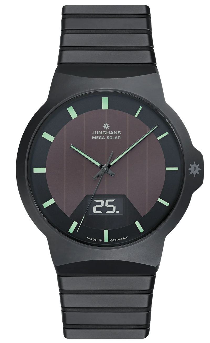 Force Mega Solar Black Ceramic / Ceramic Bracelet Black Dial
