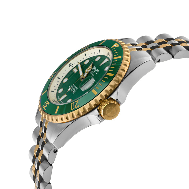 Wall Street Gevril Swiss Made SW200-1 Steel Rotating Green Ceramic Bezel , 316L case, Green Dial | Blue Dial