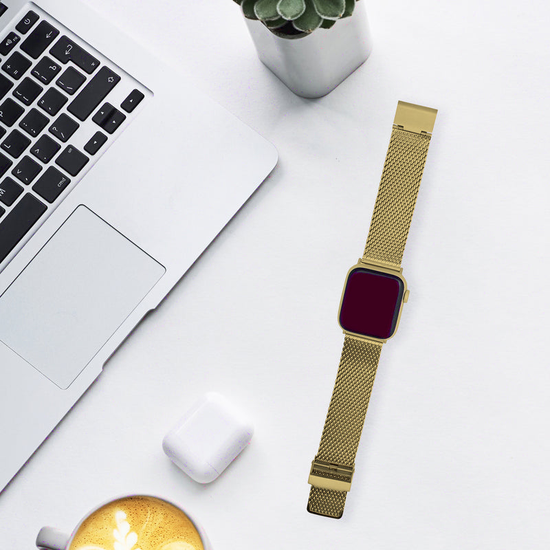 Thick Mesh Band for Apple Watch Series 8/7/6/5/4/3/2/1/SE Gold (38mm | 40mm | 41mm) |  Dial