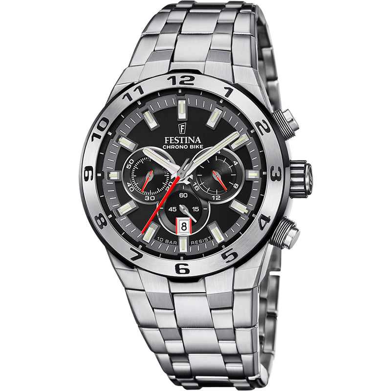 Chrono Bike Black / Stainless steel Black Dial