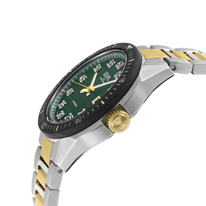 Ascari Swiss made Automatic Sellita SW200 forged carbon bezel  Black Two-tone | Green Dial