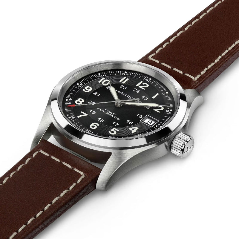 Khaki Field Black / Leather | Black Dial