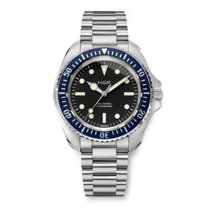 Diver 200M Automatic No-Date Black Dial Blue Bezel  / 3-Link Stainless Steel Bracelet Black Dial