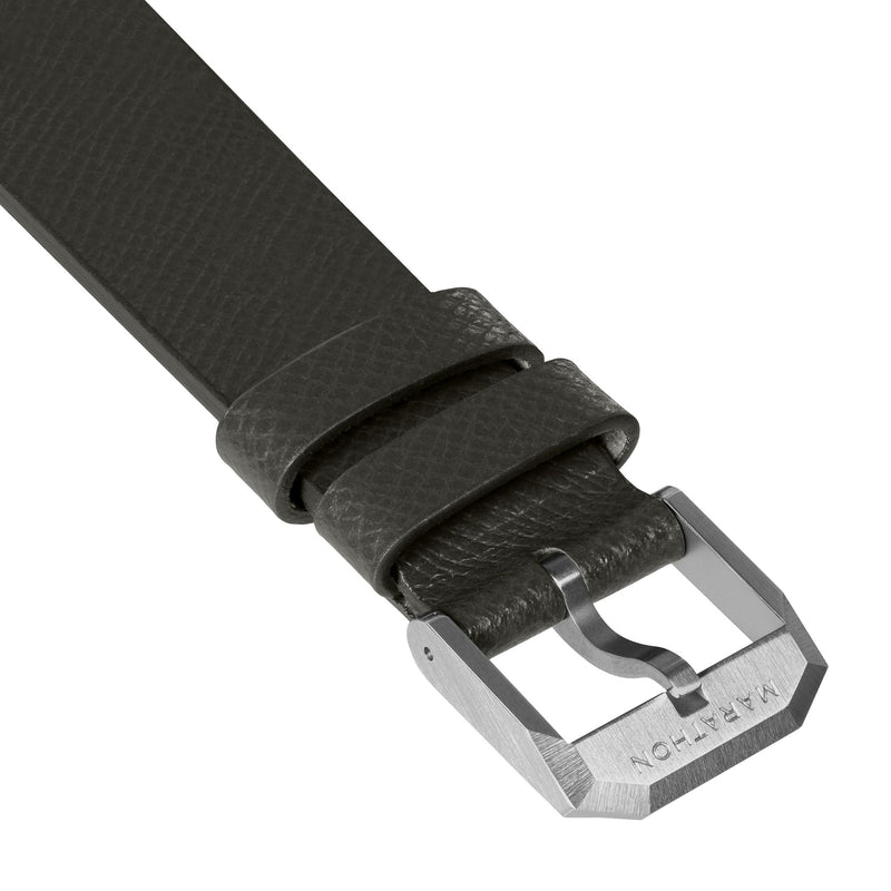STRAP, 20mm, ITALIAN LEATHER, CROSS HATCH, STEEL BUCKLE, MOSS GREEN, XL ITALIAN LEATHER, CROSS HATCH