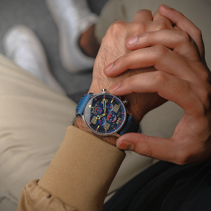Coningham Chronograph Blue / Leather | Blue Dial