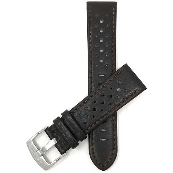 503 | Brown 20mm Mens Leather Rally Strap, Perforated Racing Watch Band 20mm / Brown |  Dial