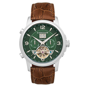 City Of London Marylebone Grand Date Calendar Open Heart Automatic Green / Genuine Leather Strap Green Dial