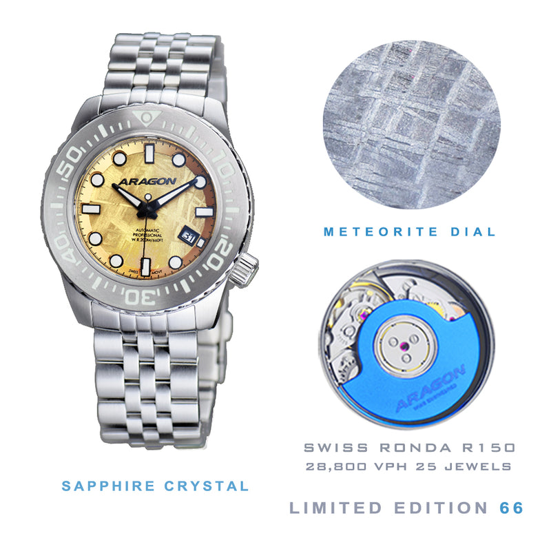 EVO Meteorite Swiss Automatic Limited Edition Meteorite Dial - Gold | Gold Dial