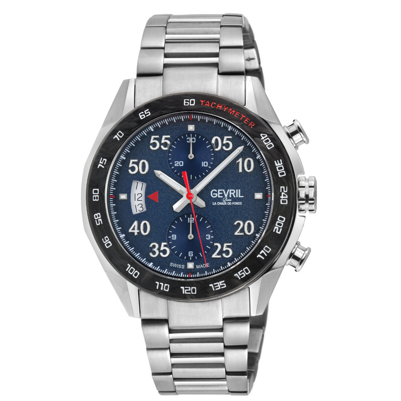 Ascari - Chronograph Swiss made Automatic Chrono Sellita SW500 forged carbon bezel  Blue Dial,  Stainless steel | Blue Dial