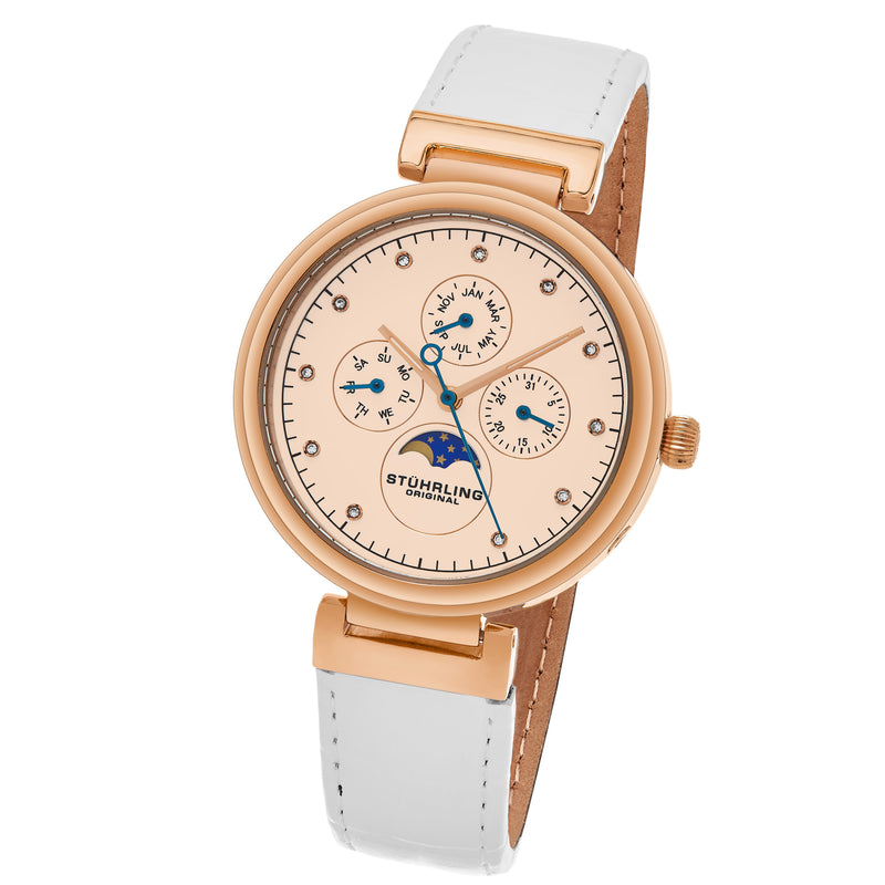 Symphony-674.03 White Leather | Salmon Dial