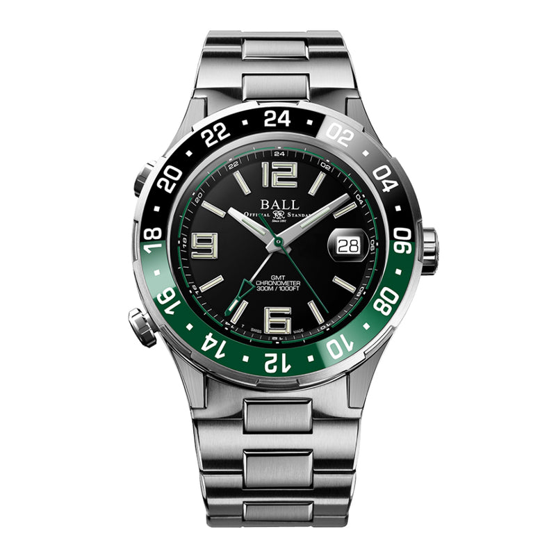 Roadmaster Pilot GMT 40mm Black Dial / Black and Green Bezel | Black Dial