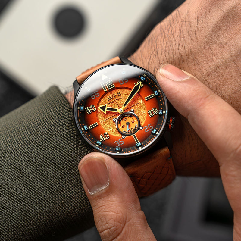 Hawker Typhoon Baldwin Automatic Orange / Brown Leather | Orange Dial